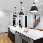 A kitchen lit with LED light bulbs